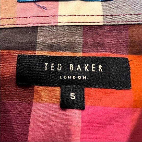 Ted Baker Green Red Checkered Contrast Cuffs Button Down Untucked Mens Shirt - Picture 5 of 13